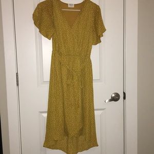 Mustard yellow polka dot dress